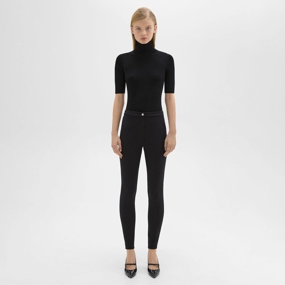 Theory Womens 8 Skinny Pant in Compact Knit Jersey Black High Rise Career - Picture 1 of 7